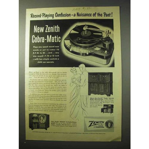 1950 Zenith Cobra-Matic Record Player Ad - Confusion
