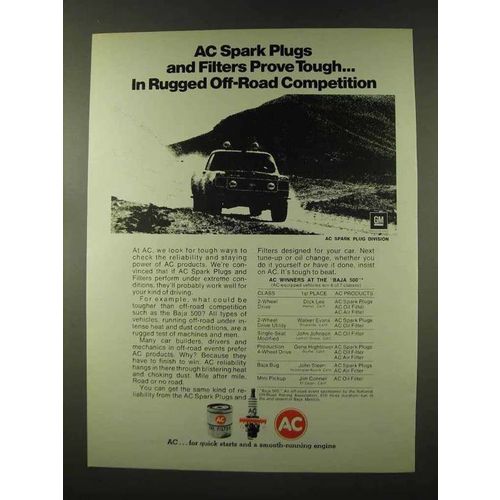 1973 AC Spark Plugs and Filters Ad - Prove Tough