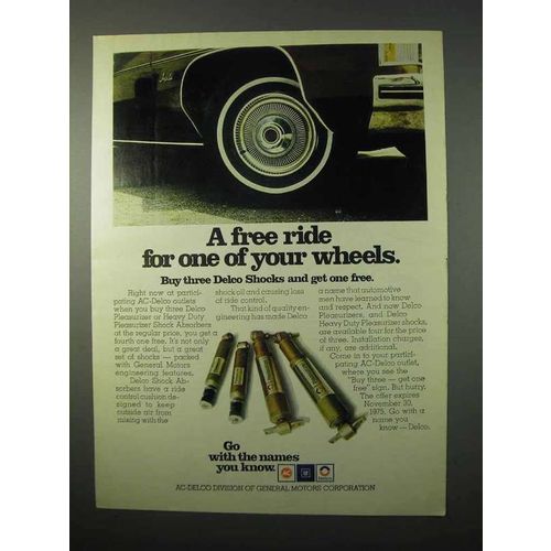 1975 AC-Delco Shocks Ad - A Free Ride For Your Wheels
