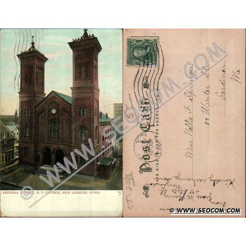 CT New London Postcard Federal Street M E Church ct_box4~2086