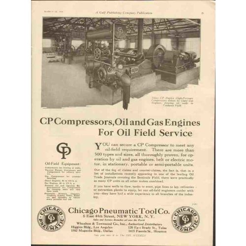 CHICAGO PNEUMATIC TOOL CO 1928 compressors oil gas engines vintage ad