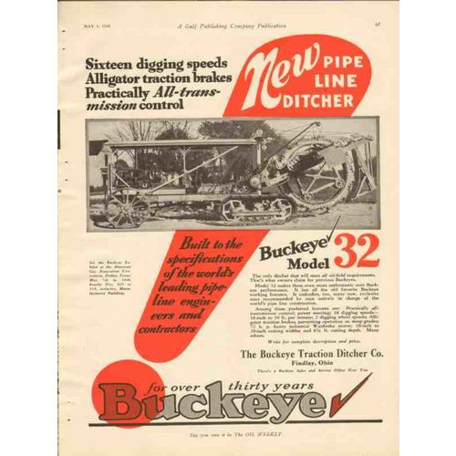 BUCKEYE TRACTION DITCHER COMPANY 1928 sixteen digging speed vintage ad
