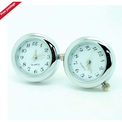 2P Accurate Watch Cufflinks Movement Silver Cuff Link Wedding Gift With Battery