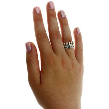 Wide Tiara Queen King Royal Crown Band Ring New Real Solid 925 Sterling Silver