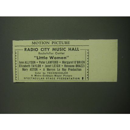1949 Little Women Movie Ad - Radio City Music Hall