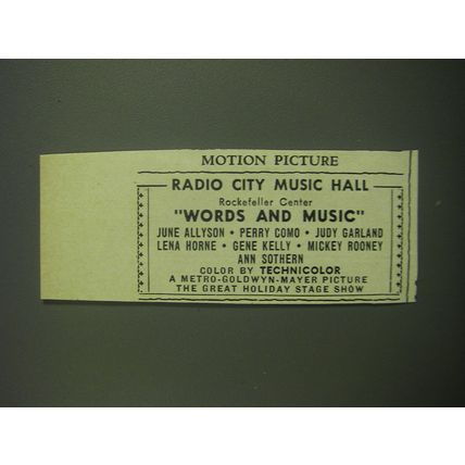 1949 Words and Music Movie Ad - Radio City Music Hall