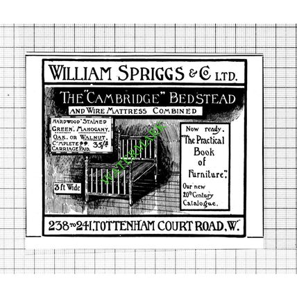 William Spriggs & Co Ltd Bedstead London Advert - 1903 Small Cutting