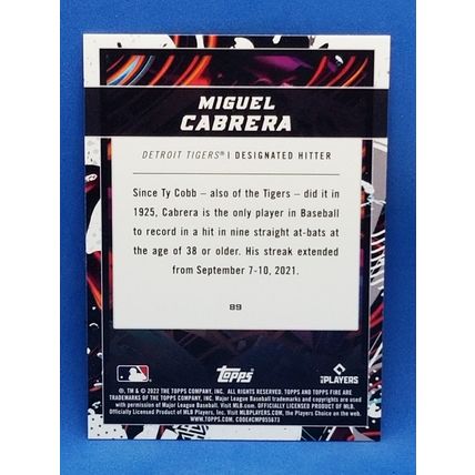 2022 Topps Fire #89 Miguel Cabrera