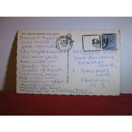 NORTH FORELAND KIGHTHOUSE, ISLE OF THANET, KENT. used postcard 1981 pm /