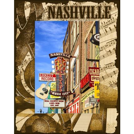 Nashville Music Laser Engraved Wood Picture Frame Portrait (8 x 10)