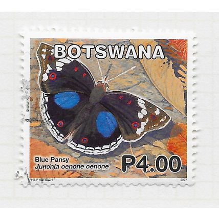 BOTSWANA 2007 BUTTERFLIES BLUE PANSY BUTTERFLY P4 USED