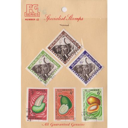 Upper Volta elephants & Cameroons fruit by FG produced circa 1970