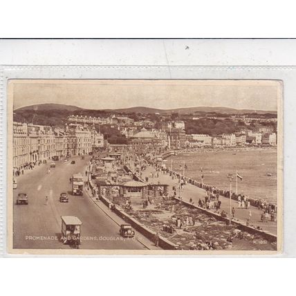 Promenade and Gardens Douglas Isle of Man Valentines Postcard posted 1953 VGC