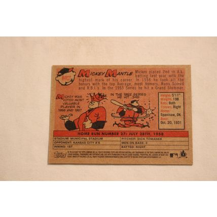 Mickey Mantle 2007 Topps Hertitage 1958 AMERICAN LEAGUE HOME RUN CHAMPION #27