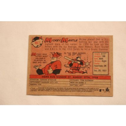 Mickey Mantle 2007 Topps Hertitage 1958 AMERICAN LEAGUE HOME RUN CHAMPION #37