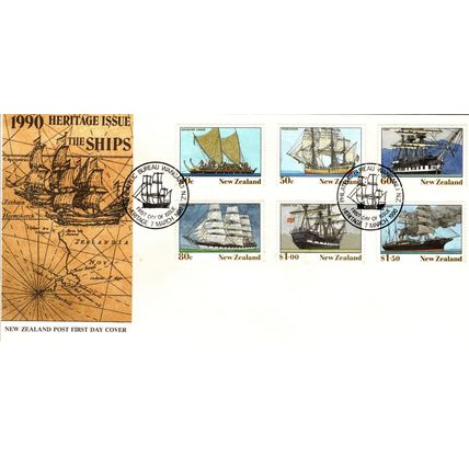 New Zealand 1990 Heritage ,The Ships, First Day cover