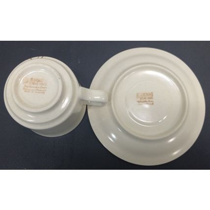 Vintage Sunshine Stoneware Coffee Cups White Red Flowers Set Of 3 Mugs 4 Saucers