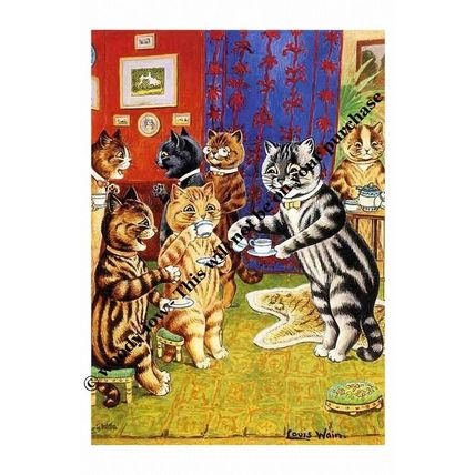 rp12845 - Louis Wain Cats - Tea Party - print 6x4