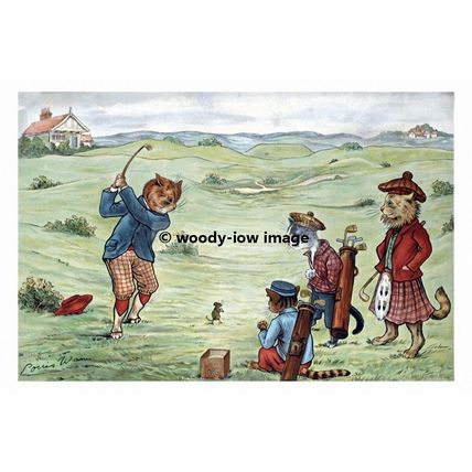rp02760 - Louis Wain Cats Playing Golf - print 6x4