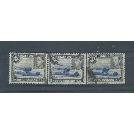 Kenya, Uganda & Tanganyika stamps KUT GVI 3s used. (D638)