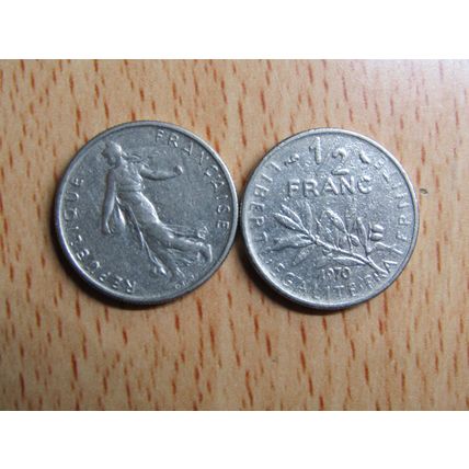 France Republic 1970 1/2 Franc Coin