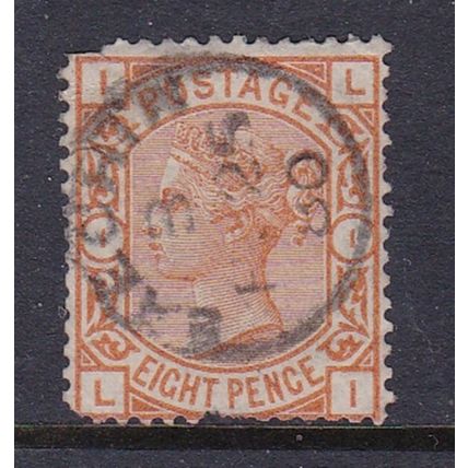 GB 1873-80 QV WMK LARGE GARTER 8d ORANGE PLATE 1 USED SG156