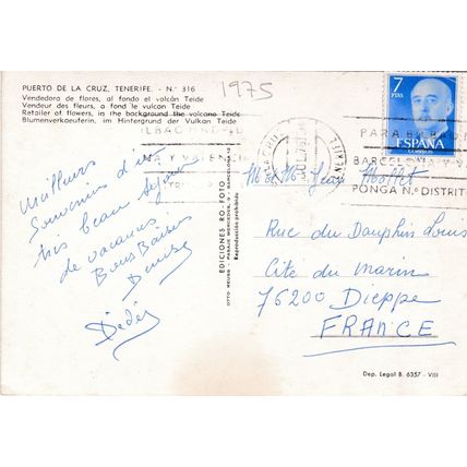Puerta de La Cruz Tenerife Spain postcard posted 1975 creased