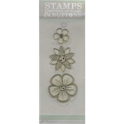 Mother Of Pearl & Buttons Stamp Set. App 10x20cm. Stamping Cardmaking Crafts