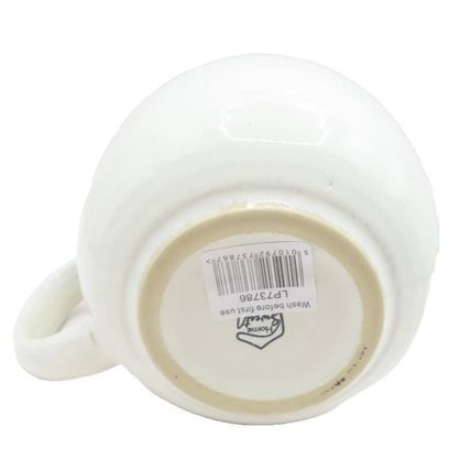 Mug Brown Cream & Grey Bands with Indented Lines 9 CM Glazed Hand Dipped Gift