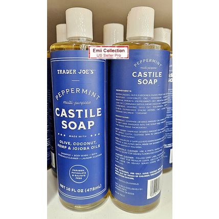 Trader Joe’s Peppermint Multi-Purpose Castile Soap 16fl oz 473ml (2 Bottles)