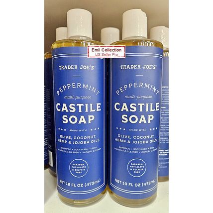 Trader Joe’s Peppermint Multi-Purpose Castile Soap 16fl oz 473ml (2 Bottles)