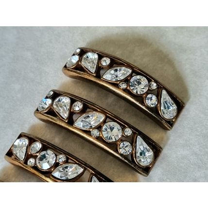 4 Vintage Bracelet Panels, Antique Style Gold Tone Metal, Glass Cabochons