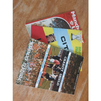 X 3 Manchester United Vintage Football Programmes.