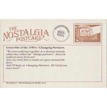 Postcard Sheet Music Cover Design Changing Partners Hits of the 1950's Nostalgia
