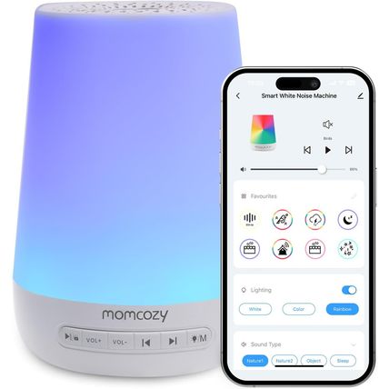 Baby Sound Machine, Momcozy White Noise Machine for Baby Sleeping with Night Lig