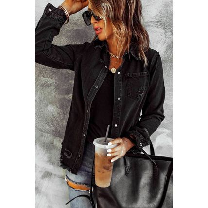 Black Ripped Denim Jacket