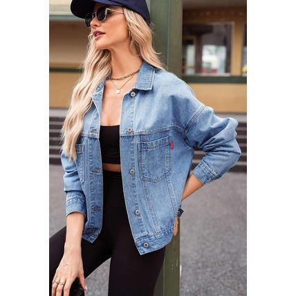 Wild Wind Washed Oversize Pocketed Denim Jacket