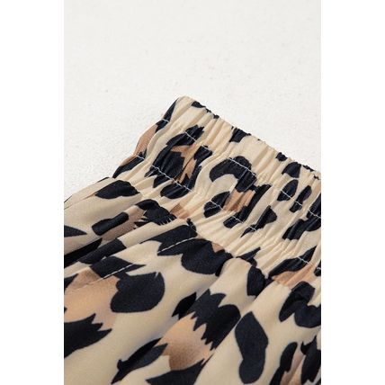 Parchment Leopard Drawstring Flowy Wide Leg Pants