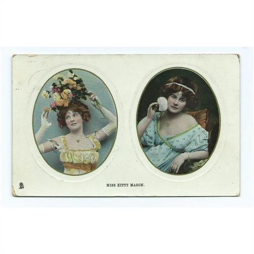 edwardian tucks actress postcard miss kitty mason posted