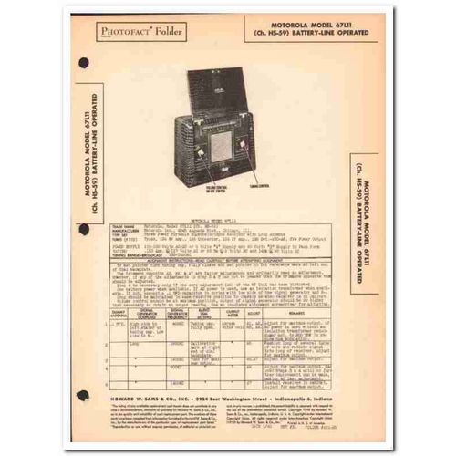 motorola model 67l11 portable 5-tube am radio sams photofact manual