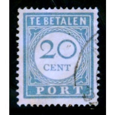 NETHERLANDS 1920 SG D 244 20c ULTRAMARINE FINE USED #
