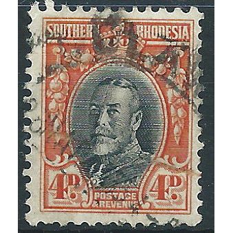 Southern Rhodesia 1935 SG19a 4d Black & Vermillion Perf 11.5 Fine Used . . ..