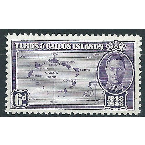 Turks & Caicos Islands 1948 SG213 6d Voilet Mounted Mint....