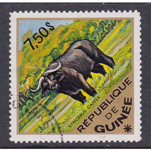 GUINEA 1975 WILD ANIMALS 7S 50 AFRICAN BUFFALO USED
