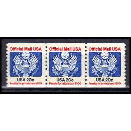 O135 20c Eagle Fine MNH Strip of 3 KA2022
