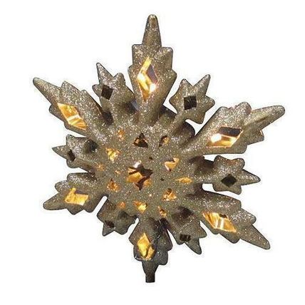 10'' LED Gold Glitter Snowflake Warm White Light Tree Topper star window wall