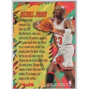 FLEER METAL MICHAEL JORDON SCORING MAGNET EMBOSSED care 4 of 8 RARE (1996)