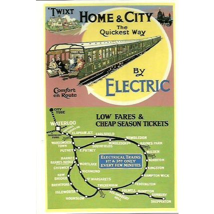 Advertising LSWR ELECTRIC TRAINS Art Postcard (Mayfair BB 148)