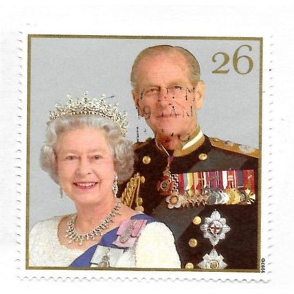 GB 1997 QUEEN ELIZABETH AND PHILLIP WEDDING PICTURE GOLDEN 26p DATED COPY USED