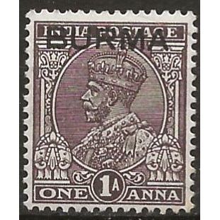 Burma 1937 SG4 1a Chocolate Mounted Mint ..